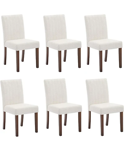 gaomon Parsons Button Tufted Dining Chairs Set of 6,Upholstered Fabric Kitchen Chairs with Wood Legs and Padded Seats,Living Room Kitchen Furniture