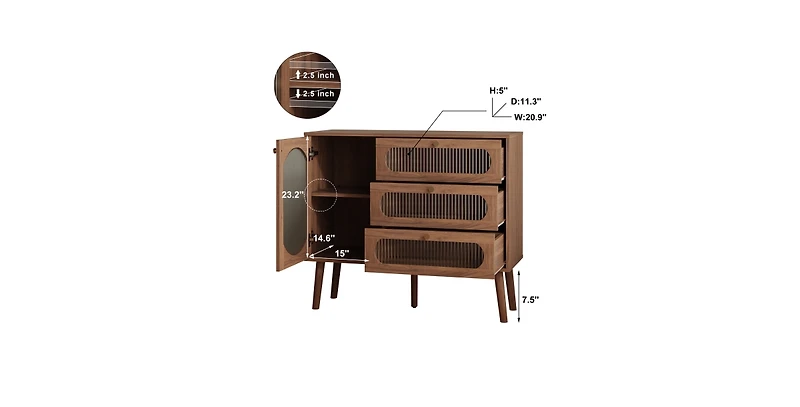 Flynama 8 Drawer Dresser with Lockable Drawer Brown Wood for Bedroom Security Storage