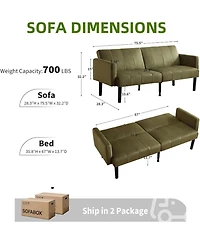 gaomon 75.5" Linen Flannel Double Sofa Bed