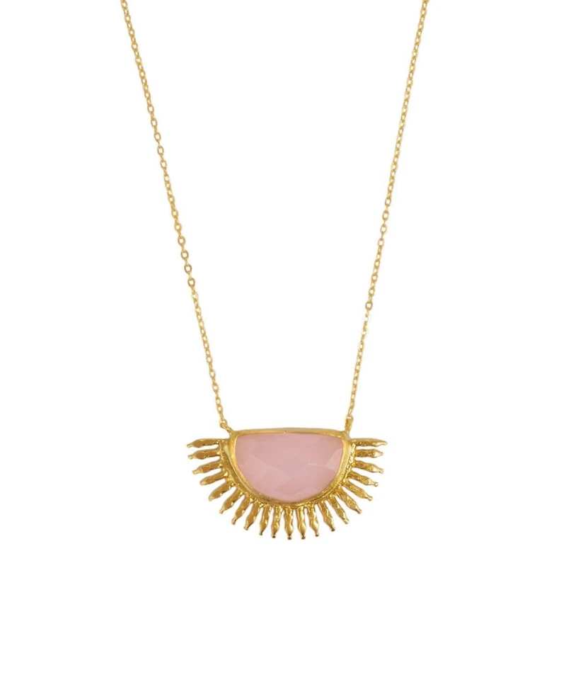 Ottoman Hands Sunrise Rose Quartz Pendant Necklace