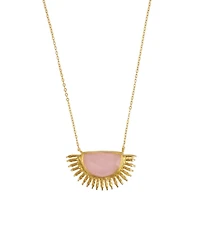 Ottoman Hands Sunrise Rose Quartz Pendant Necklace