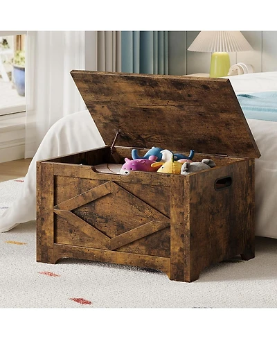 gaomon 23.6" Storage Chest, Wooden Bench with Safety Hinge, Easy Assembly, Large Toy Chest for Entryway