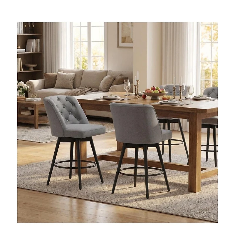 gaomon Swivel Bar Stools with Backs,26" Counter Height Bar Stools Set of 2,Modern Kitchen Island Chairs for Kitchen Island,Home