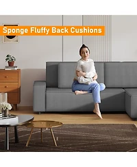 gaomon 70" Oversized Cloud Couch, Mid-Century Chenille Sofa with Usb & Side Pockets, Deep Seat