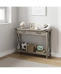 gaomon Farmhouse Console Table with 2 Drawers & Storage Shelf, Wooden Entry Table for Hallway & Living Room