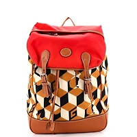 Pre-Owned Gucci Interlocking G Patch Flap Buckle Backpack Printed Nylon with Canvas and Leather