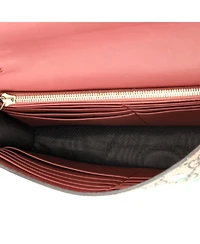 Pre-Owned Gucci Chain Wallet Blooms Print Gg Coated Canvas