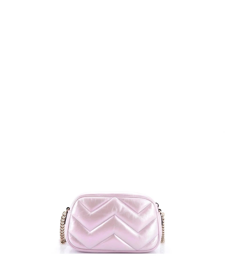 Pre-Owned Gucci Small Gg Marmont Shoulder Bag Chevron Iridescent Leather