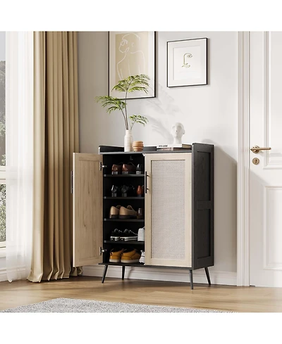 gaomon Shoe Cabinet, 6-Tier Shoe Storage Cabinet with Doors and Shelves, Farmhouse Shoe Cabinet