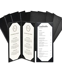 Yescom WeChef 4.25"x11" Restaurant Menu Holders 5 Pack 1 View and 5 Pack 2 View kit Pu Leather w/ Angled Corners for Wine List