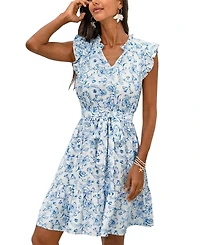 Cupshe Women's Porcelain Meadow Floral Mini Beach Dress