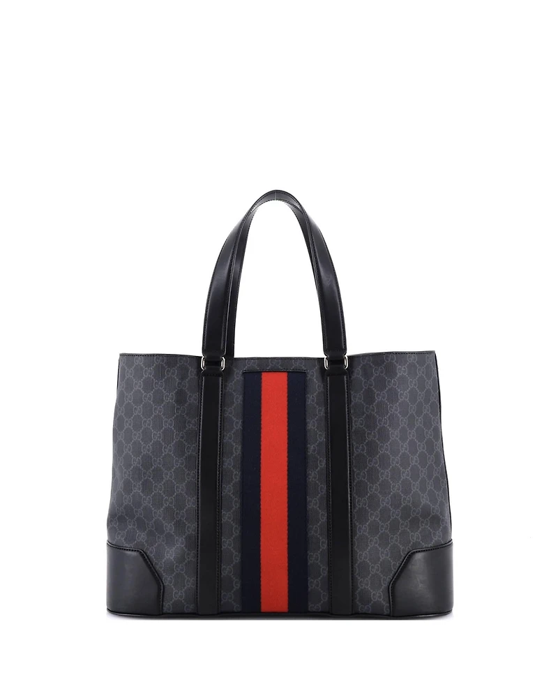 Pre-Owned Gucci Large Web Open Tote Gg Coated Canvas