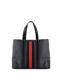 Pre-Owned Gucci Large Web Open Tote Gg Coated Canvas