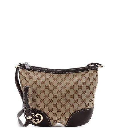 Pre-Owned Gucci Lovely Heart Interlocking G Crossbody Bag Gg Canvas with Leather