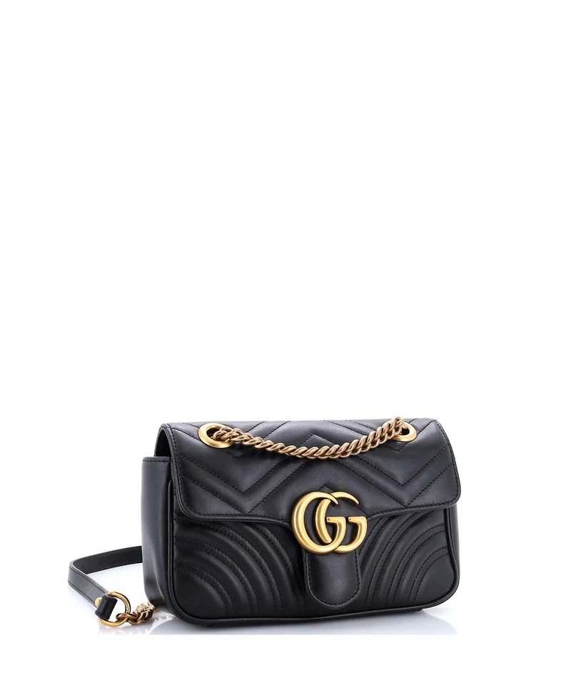 Pre-Owned Gucci Mini Gg Marmont Flap Bag Matelasse Leather