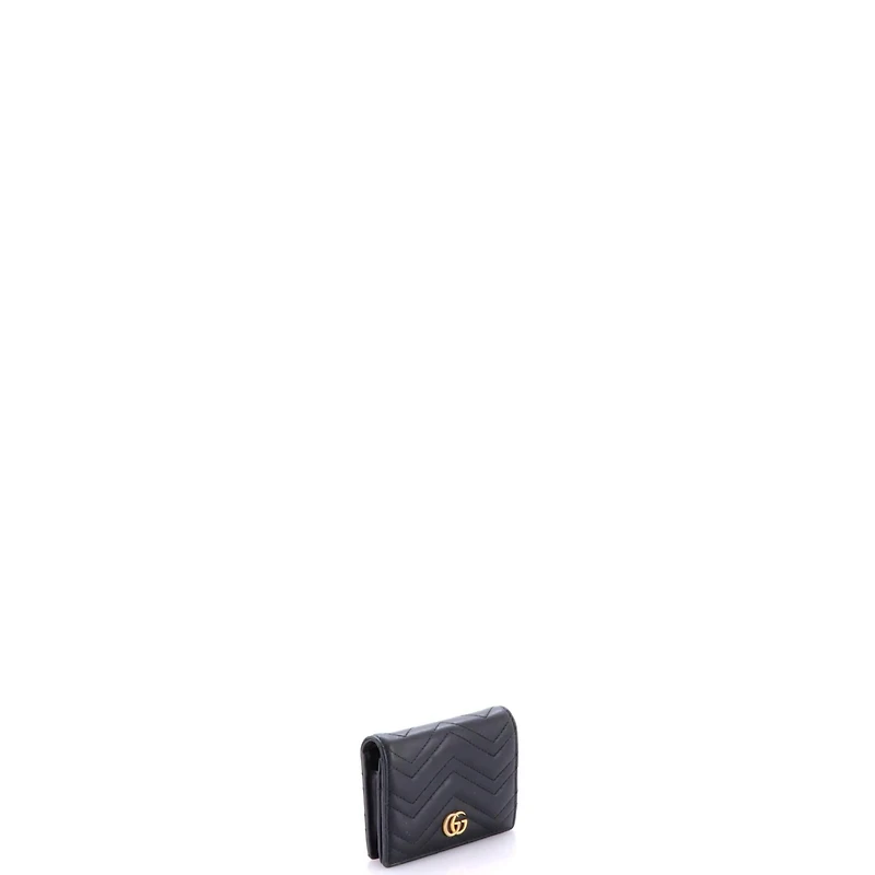 Pre-Owned Gucci Gg Marmont Flap Card Case Matelasse Leather