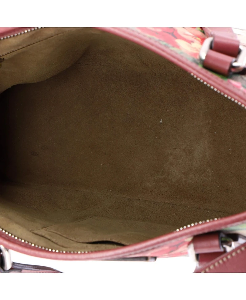 Pre-Owned Gucci Medium Convertible Zip Tote Blooms Print Gg Coated Canvas