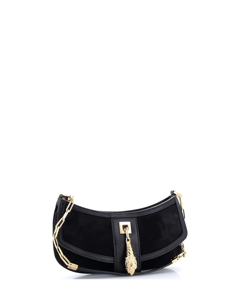 Pre-Owned Gucci Small Tiger Head Chain Clutch Suede with Leather