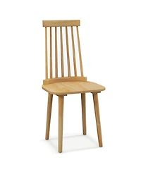 Gymax 4 Pcs Winds or Dining Chairs w/ High Spindle Back Rubber Wood Legs