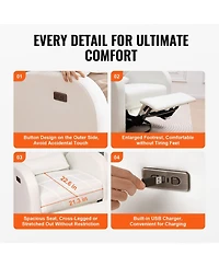 Gouun Electronic Power Swivel Glider Recliner with Usb Port, 250 lbs Capacity, Off Polyester