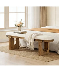 Tribesigns Solid Wood Bench, End of Bed Bench, Entryway Bench with Upholstered