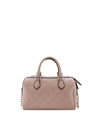 Pre-Owned Gucci Medium Emblem Boston Bag Gg Embossed Leather