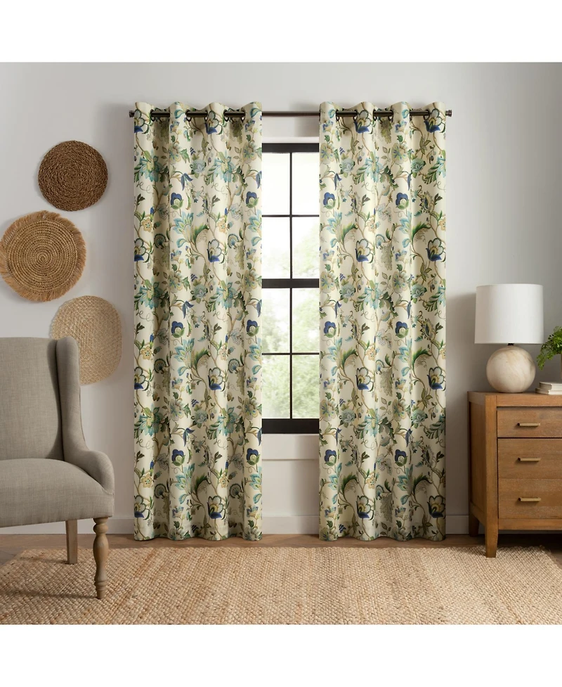 Ellis Curtain 100% Polyester Brissac Colrful Jacobean Pattern Grommet Curtain Panel Lined 50"