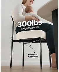 Gouun Set of 2 Mid Century Modern Boucle Upholstered Dining Chairs with Curved Backrest and Metal Legs