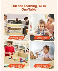 Gouun Kids Table and 2 Chairs Set with Reversible Top and Storage for Art and Learning