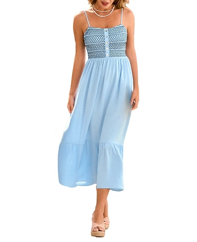 Cupshe Women's Smocked Bodice Cami Midi Beach Dress