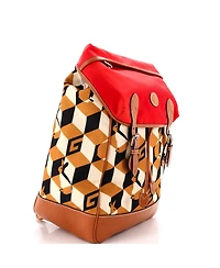 Pre-Owned Gucci Interlocking G Patch Flap Buckle Backpack Printed Nylon with Canvas and Leather