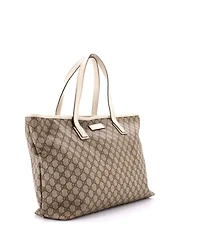 Pre-Owned Gucci Large Plus Tote Gg Coated Canvas with Leather