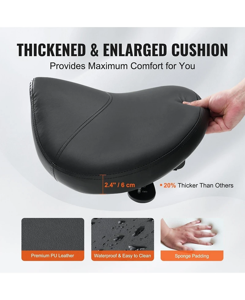 Gouun Adjustable Saddle Stool with Wheels 400 lb Capacity Swivel Pu Leather Salon Chair