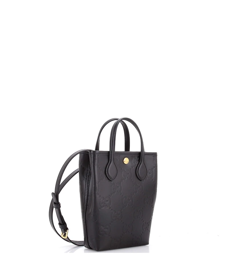Pre-Owned Gucci Mini Vertical Tote Gg Embossed Leather