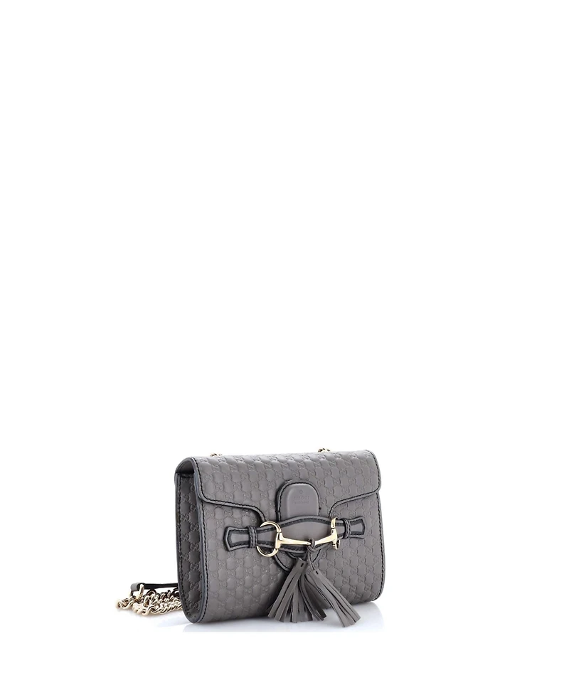 Pre-Owned Gucci Mini Emily Chain Flap Bag Microguccissima Leather