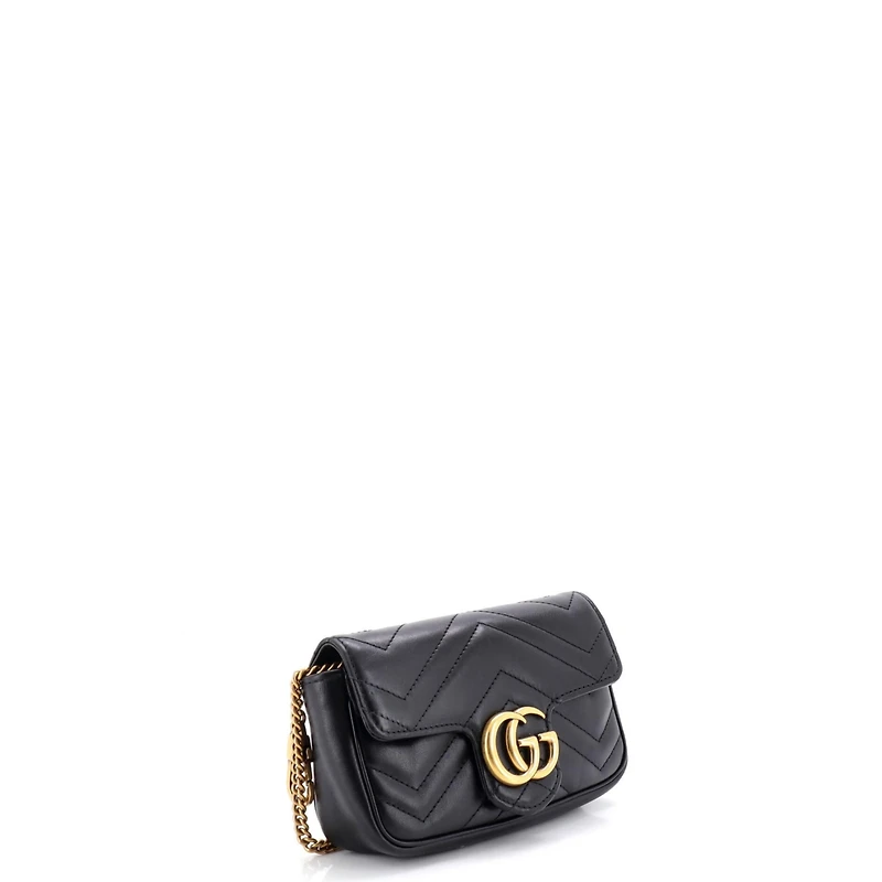 Pre-Owned Gucci Super Mini Gg Marmont Flap Bag Matelasse Leather