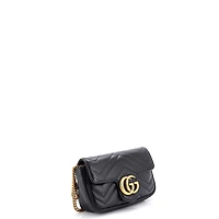Pre-Owned Gucci Super Mini Gg Marmont Flap Bag Matelasse Leather