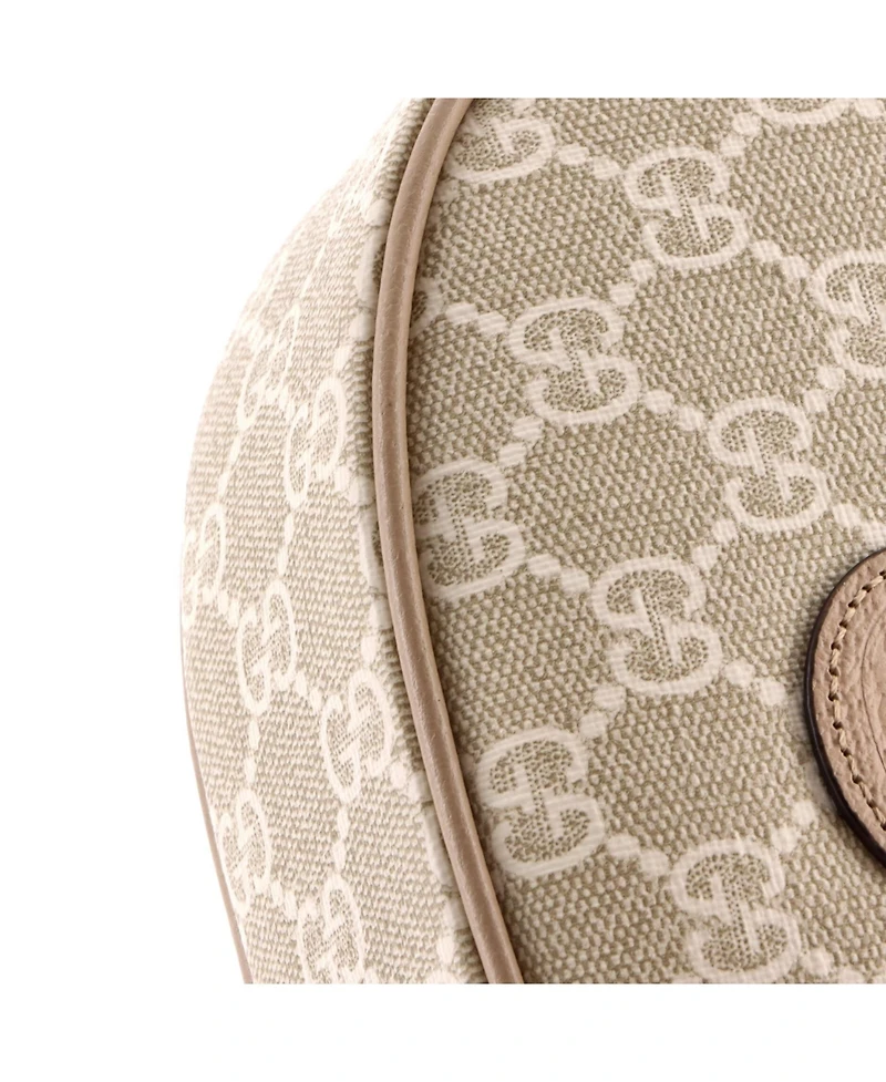 Pre-Owned Gucci Mini Interlocking G Patch Half Moon Hobo Gg Coated Canvas