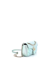 Pre-Owned Gucci Small Gg Marmont Flap Bag Chevron Iridescent Leather