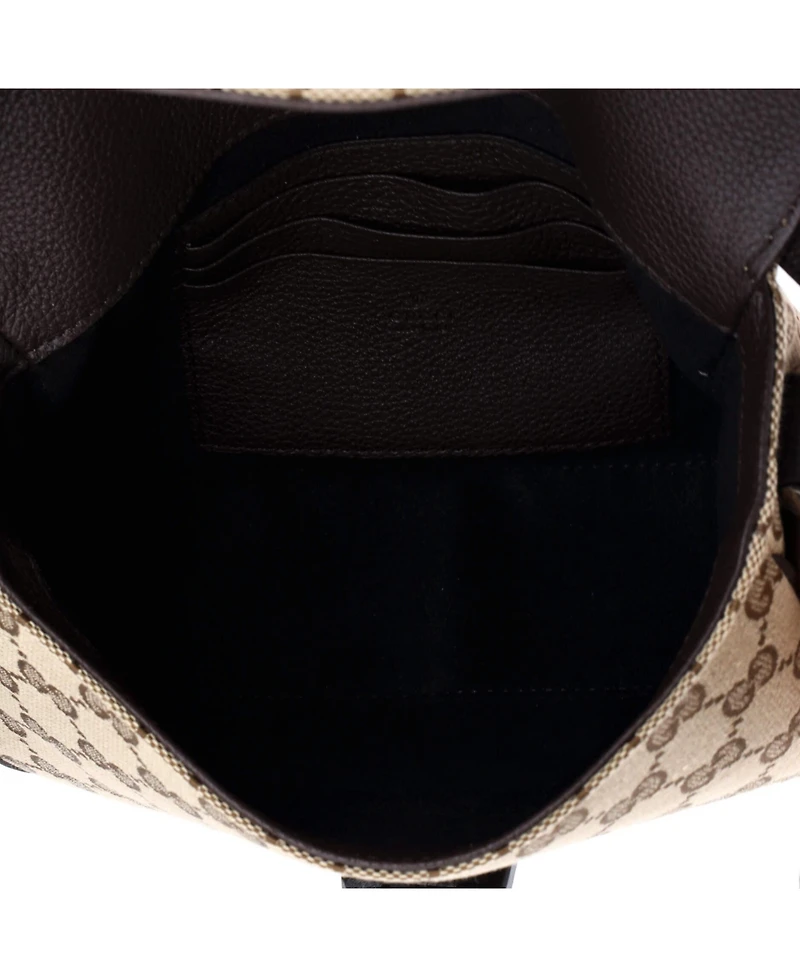 Pre-Owned Gucci Mini Buckle Flap Crossbody Bag Gg Canvas