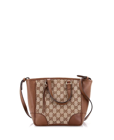 Pre-Owned Gucci Small Bree Convertible Tote Gg Canvas with Leather