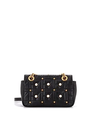 Pre-Owned Gucci Mini Pearly Gg Marmont Flap Bag Embellished Matelasse Leather
