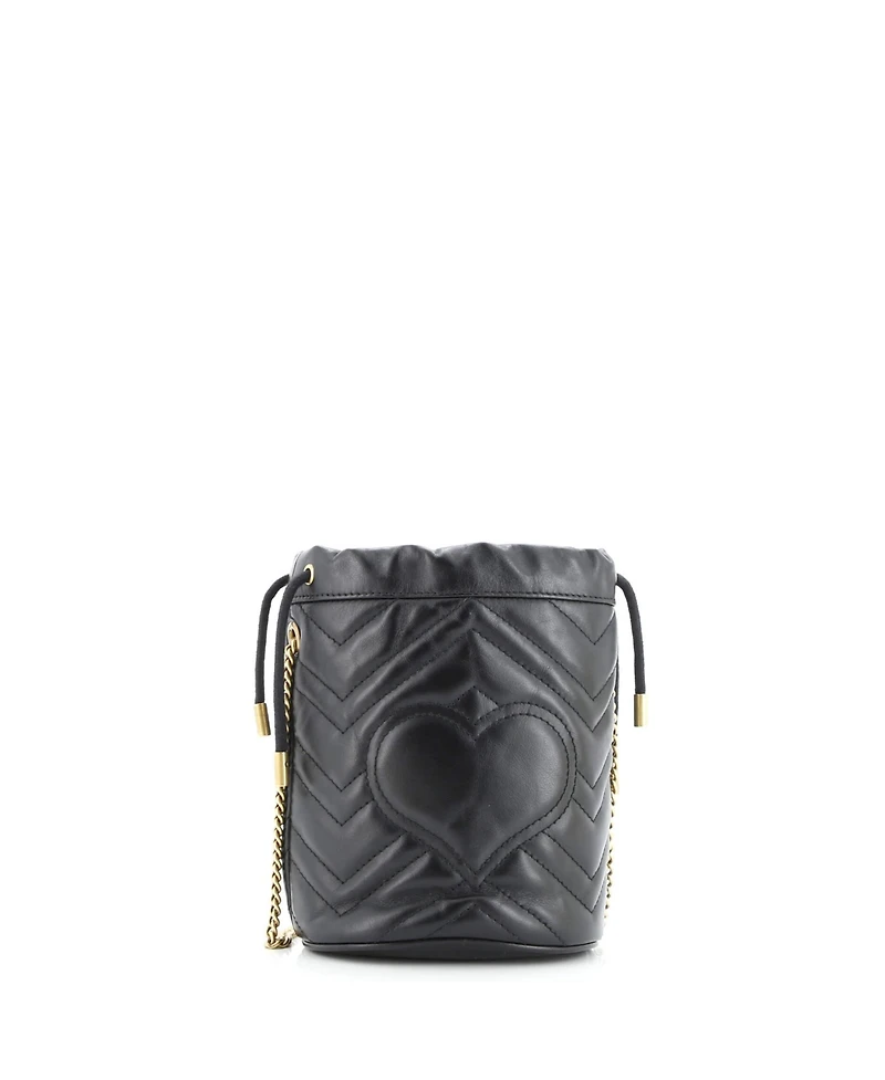 Pre-Owned Gucci Mini Gg Marmont Bucket Bag Matelasse Leather