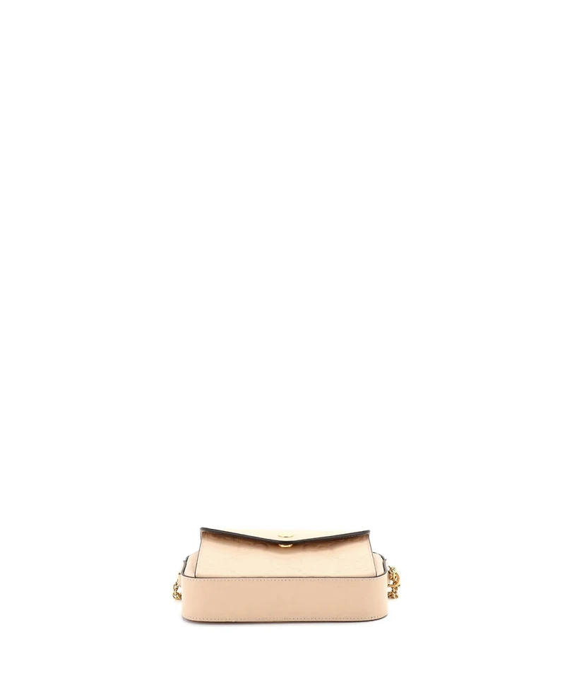 Pre-Owned Gucci Super Mini Front Pocket Chain Shoulder Bag Jumbo Gg Embossed Leather