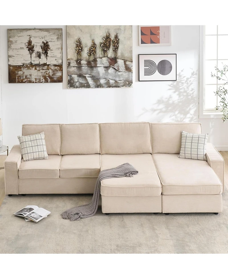 gaomon Oversized Modular Sectional Sofa, Convertible Sleeper Couch with Chaise, Deep Seat and Wide Armrests