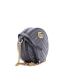 Pre-Owned Gucci Mini Gg Marmont Round Shoulder Bag Matelasse Leather