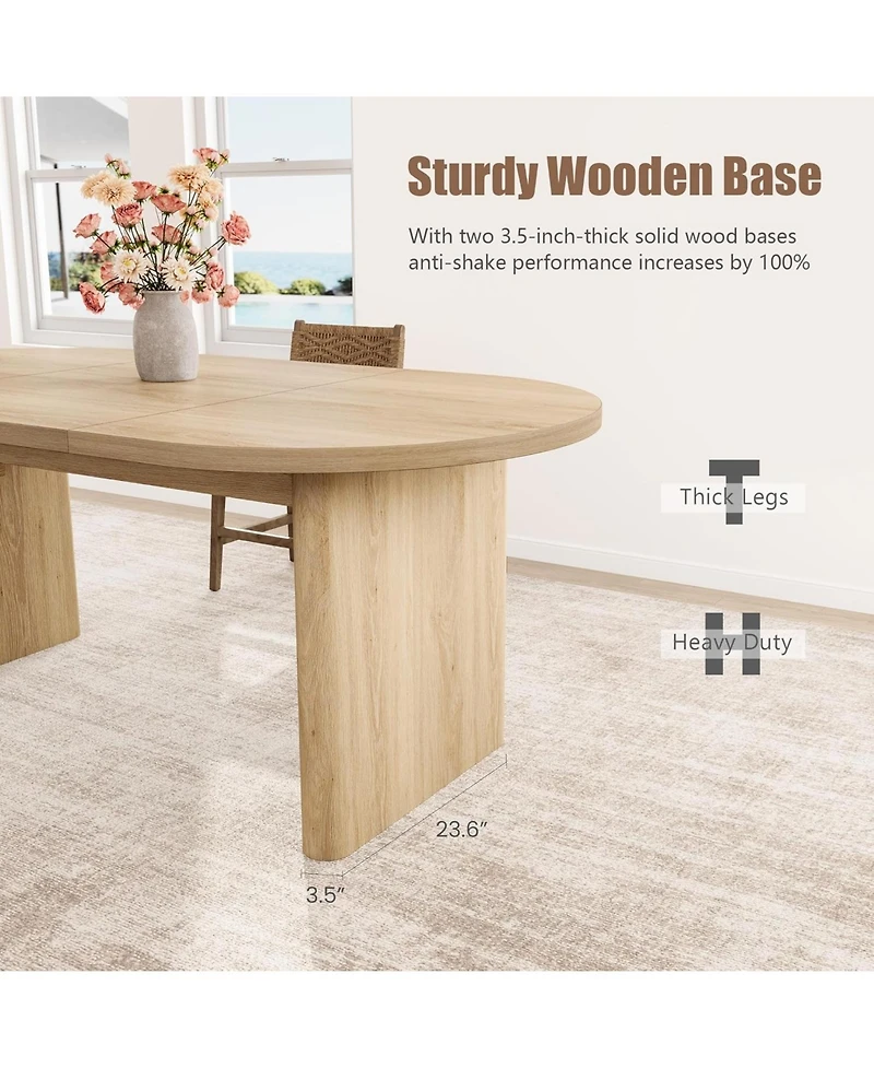 gaomon 70.8 Inch Oval Dining Table with Upholstered Dining Chairs, Kitchen Table with Sturdy Wooden Base