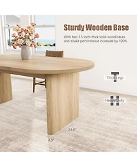 gaomon 70.8 Inch Oval Dining Table with Upholstered Dining Chairs, Kitchen Table with Sturdy Wooden Base