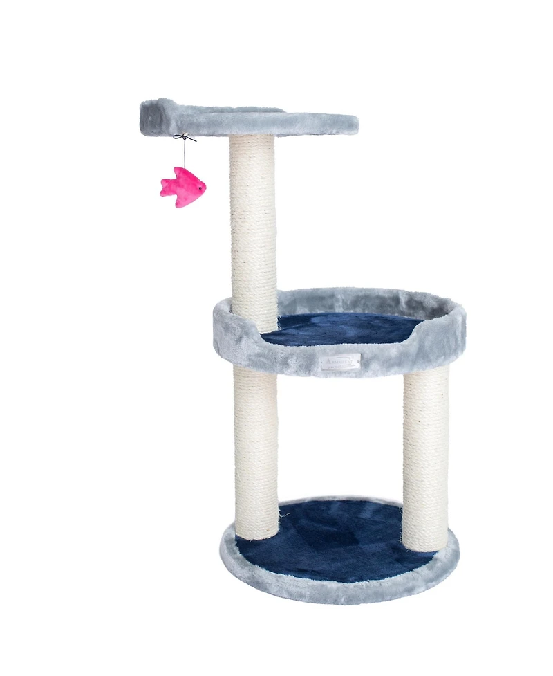 Armarkat Three-Level Real Wood Compact Scratcher, X2905, Gray W Plush Perch
