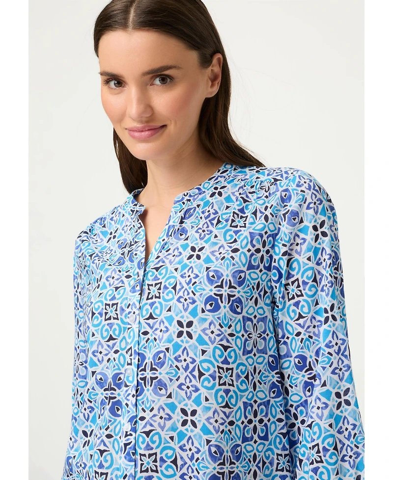 Olsen Women's Panneaux Tile Print Tunic Shirt